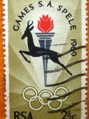 Selo postal comemorativo África do Sul 1969 S.A. Games