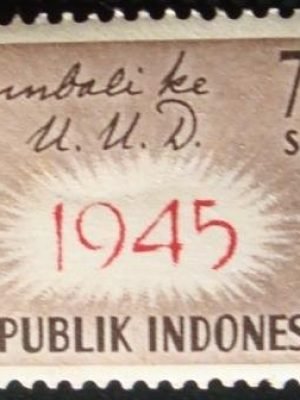 Selo postal comemorativo da Indonesia Readoption of 1945 Constitution 50