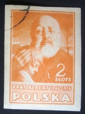 Selo postal efinitivo da Polonia de 1947 Adam Chmielowski