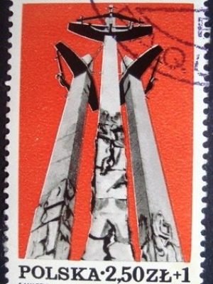 Selo postal comemorativo da Polonia de 1981 - Monument in Gdansk