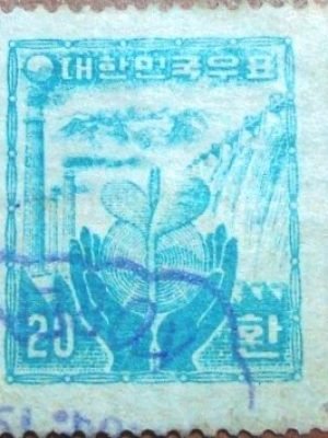 Selo postal Coréia do Sul 1956 Reconstrução