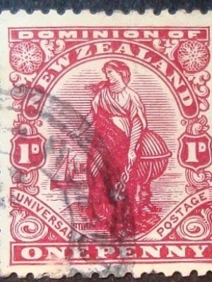 Selo postal efinitivo da Nova Zelandia de 1909