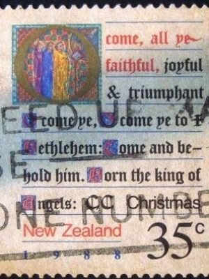 Selo postal definitivo da Nova Zelandia de 1988 - All Ye Faithful